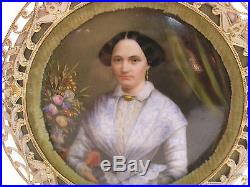 Antique Porcelain Painting Kpm Quality Portrait of a Lady c 1860 Ornate Frame