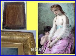 Antique Porcelain Plaque Artist Signed Nude Psyche Cupid French KPM style (3140)