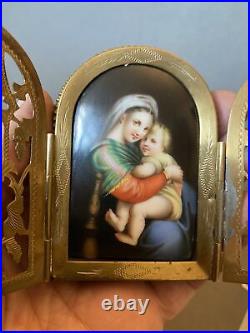 Antique Porcelain Plaque Hand Painted KPM/Austrian/German, Madonna & Child C19th
