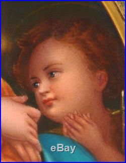 Antique Porcelain Plaque Painting Hand Painted Madonna Della Sedia KPM Style
