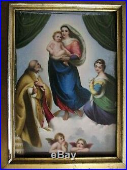 Antique Porcelain Plaque The Sistine Madonna Afr Raphael KPM era 6.88 X 9.88