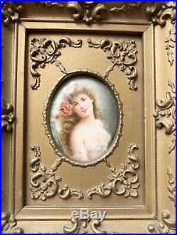 Antique Portrait Signed Wagner Painted Porcelain Hutschenreuther Woman Lady KPM