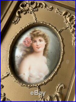 Antique Portrait Signed Wagner Painted Porcelain Hutschenreuther Woman Lady KPM