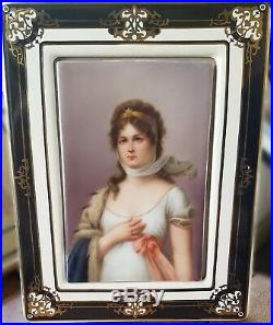 Antique Queen Louise German Painted Porcelain Plaque Louisa of Prussia KPM grade
