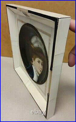 Antique VICTORIAN LADY hand painted porcelain Mother of Pearl frame plate KPM