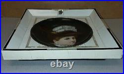 Antique Victorian woman hand painted porcelain KPM piano key framed plate