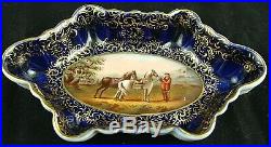 Antique Vienna Porcelain Hand Painted Trinket Dish Equestrian / Horses