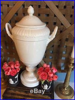 Antique White KPM Blanc De Chine Porcelain Urn Vase Statue Lidded Jar