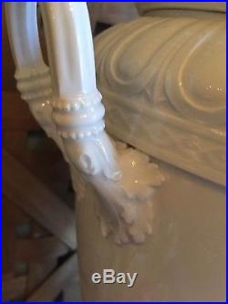 Antique White KPM Blanc De Chine Porcelain Urn Vase Statue Lidded Jar