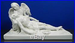 Antique White KPM Porcelain Figurine Statue Set of Jesus and Angel Germany