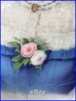 Antique kpm porcelain Plaque Victorian Finely Dressed Woman Broach Original
