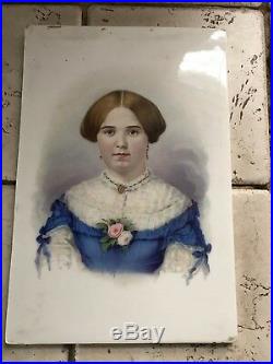 Antique kpm porcelain Plaque Victorian Finely Dressed Woman Broach Original