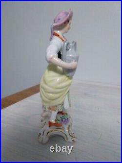 Antique meissen, Germany Porcelain lady figurine 7 KPM+Royal Prussian eagle