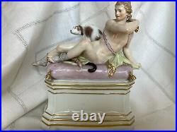 Berlin's K. P. M Hand Painted Reclining Male & Dog Porcelain Figurine c. 1870-1945