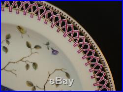 C1790, FINE ANTIQUE 18thC BERLIN HAND PAINTED RETICULATED PORCELAIN BIRD PLATE