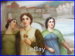 Dante and Beatrice Antique Porcelain KPM Plaque After Henry Holiday Germany 1900