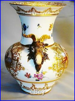 Exceptional Antique KPM Porcelain Royal Berlin Battle Scenes Rams Head Vase