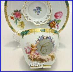 Exquisite KPM Berlin Hand Painted Porcelain Cup & Saucer, c 1800