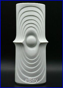 Fantastic German Mid Century white Bisque OP ART Vase SWING Royal KPM 9¾ 755
