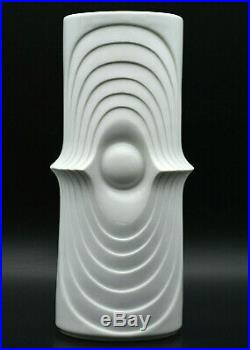 Fantastic German Mid Century white Bisque OP ART Vase SWING Royal KPM 9¾ 755