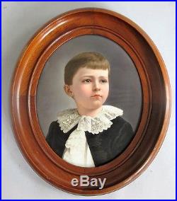 Fine Antique 10 SIGNED KPM Enamel on Porcelain Painting of Young Boy c. 1890s