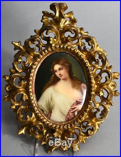 Flora after Titian Framed Antique Painting on Firenze Porcelain KPM Quality