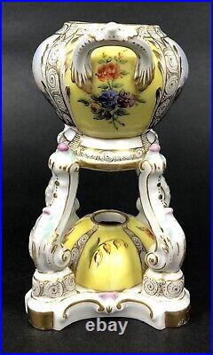 German Porcelain Oval Perfume Burner by KPM Berlin 1820 Watteau Decoration