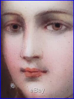 Germanic Porcelain Plaque of Renaissance Woman in Lavender and Royal Blue Dress