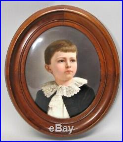Gorgeous Large 9.5 KPM Hand-Painted Plaque of Boy c. 1880 German porcelain