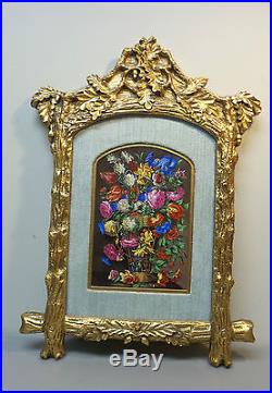 Gorgeous & Rare Signed Kpm Painting On Porcelain, Gold Tree Branch Frame