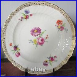 Gorgeous Set of Three (3) Signed KPM Hand-Painted Floral & Gilded Plates c. 1930
