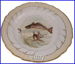 Great Art Nouveau KPM Berlin Porcelain Fish Scene Plate Porzellan Teller Scenic