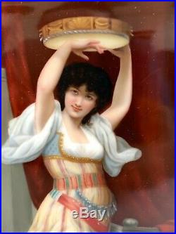 Impressive Antique KPM Porcelain Tambourine Gypsy Dancer Plaque