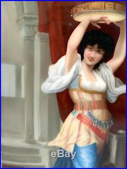 Impressive Antique KPM Porcelain Tambourine Gypsy Dancer Plaque