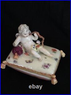 KPM Antique Figurine German Porcelain Angel Box