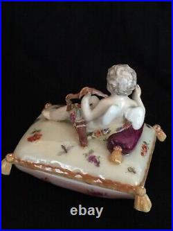 KPM Antique Figurine German Porcelain Angel Box