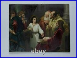 KPM Antique Hand Painted Porcelain Berlin Plaque Jesus in the Temple late 19th