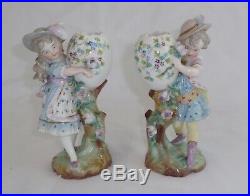 KPM Antique Porcelain Figurines Children Holding Egg Cups