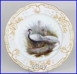 KPM BERLIN GAME BIRD Porcelain PLATE with Raised Gold Border, Pheasant. Antique