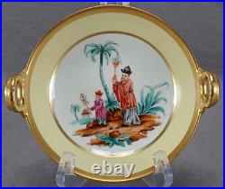 KPM Berlin Hand Painted Chinese Figures Yellow & Gold Small Handled Bowl / Dish