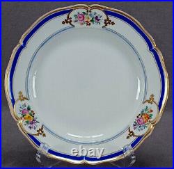 KPM Berlin Hand Painted Floral Cobalt & Gold Border 8 1/4 Inch Plate C. 1840s A