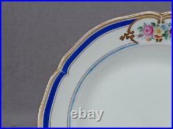 KPM Berlin Hand Painted Floral Cobalt & Gold Border 8 1/4 Inch Plate C. 1840s A