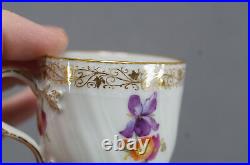 KPM Berlin Hand Painted Floral & Gold Demitasse Cup & Saucer Circa 1870 1945