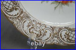 KPM Berlin Hand Painted Floral Relief Molded Gold Scrollwork 10 1/4 Inch Plate F