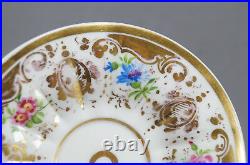 KPM Berlin Hand Painted Multicolor Floral & Gold Demitasse Cup & Saucer C. 1840s