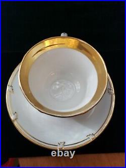 KPM Berlin Hand Painted Oversized Cup & Saucer Gold Star Crest Plumes 1849-1870