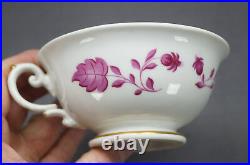 KPM Berlin Hand Painted Pink Floral Leaves & Gold Tea Cup Circa 1832 1837
