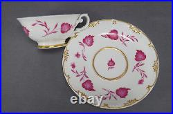 KPM Berlin Hand Painted Pink Floral Leaves & Gold Tea Cup Circa 1837 1844