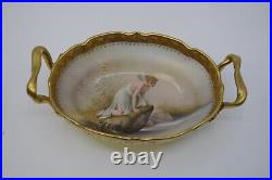 KPM Berlin Hand Painted Psyche at Nature's Mirror Double Handled Dish Bowl
