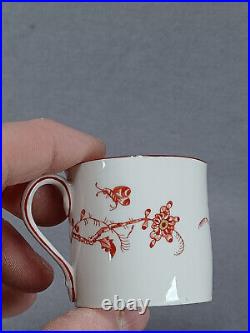 KPM Berlin Hand Painted Red & Gold Indian Flower Demitasse Cup & Saucer C. 1919